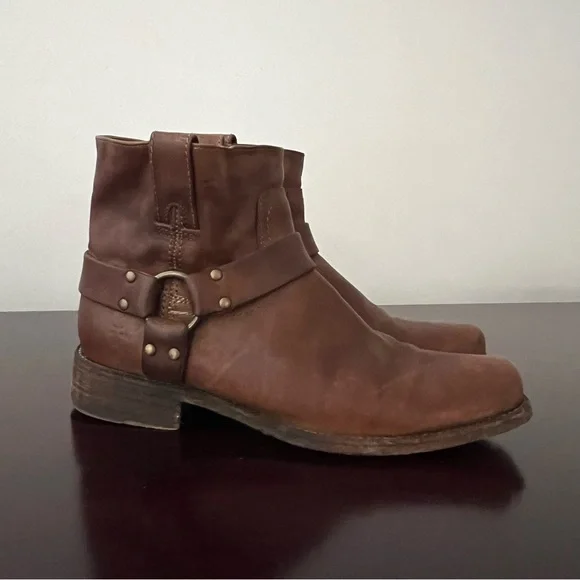 Vintage Frye - Smith Harness Motorcycle Leather Boot - Brown 11 B